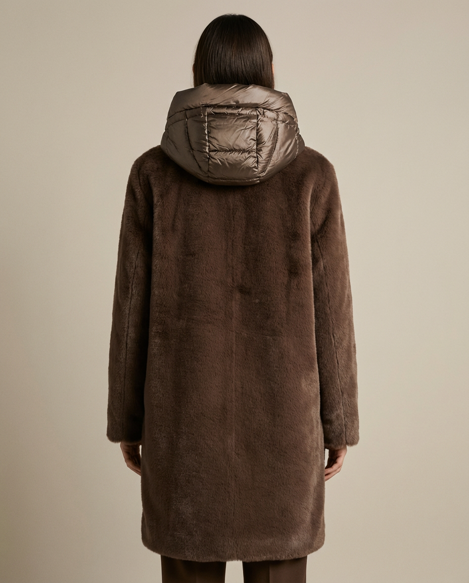 Abrigo de Pelo Suave con Capucha