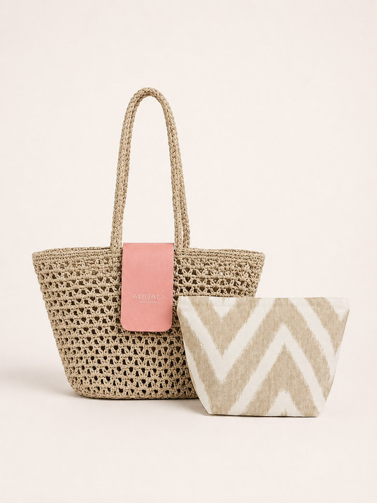 Bolso cesta de croché con solapa tauphé