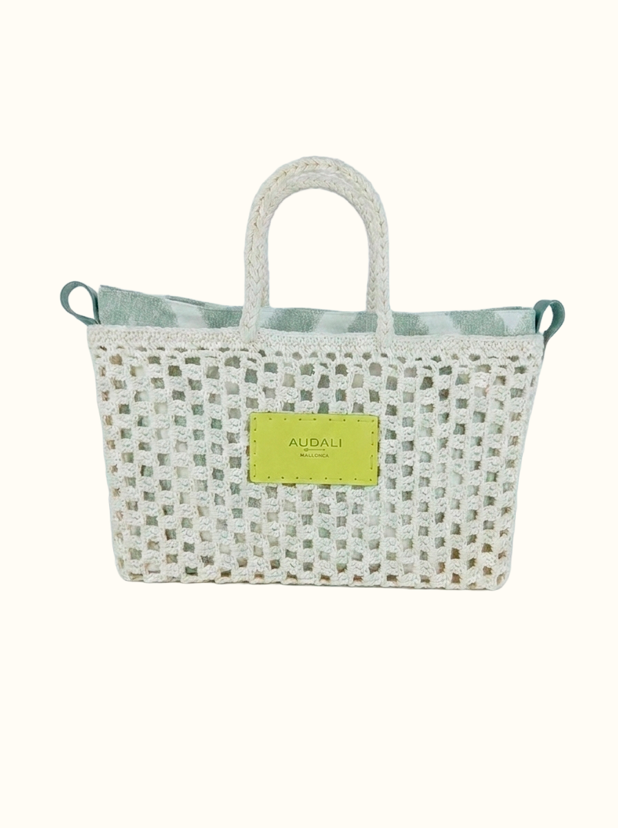 Bolso cuadrado de croché blanco con neceser - Audali