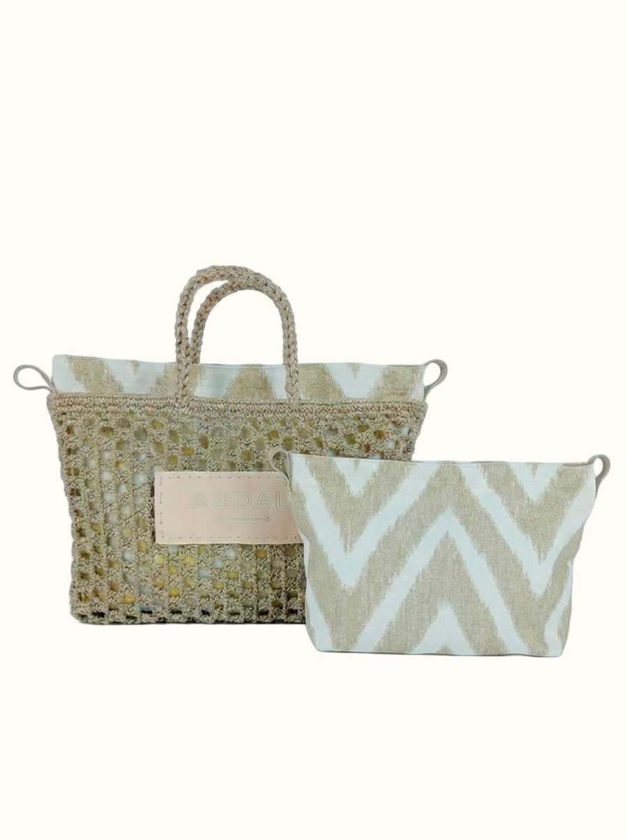 Bolso cuadrado de croché tauphé con neceser - Audali