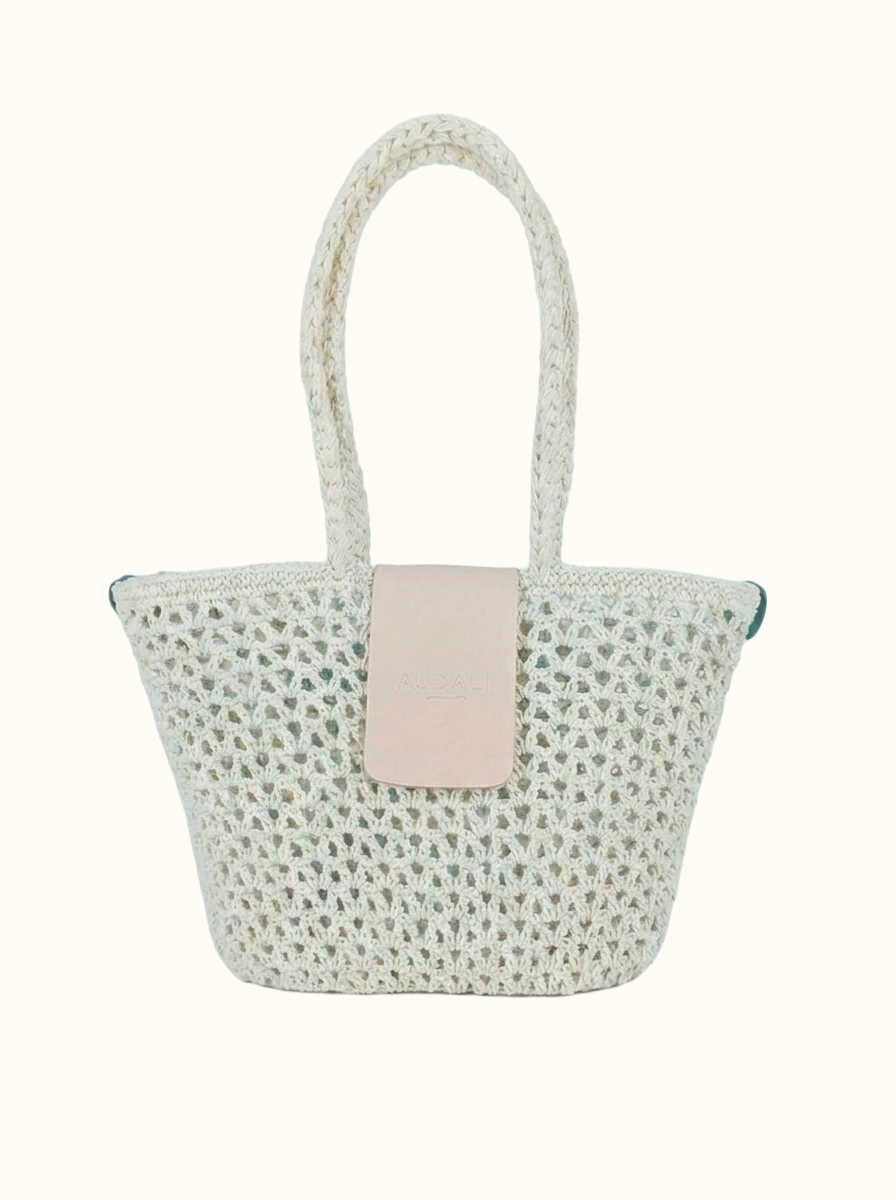 Bolso cesta de croché con solapa blanco - Audali