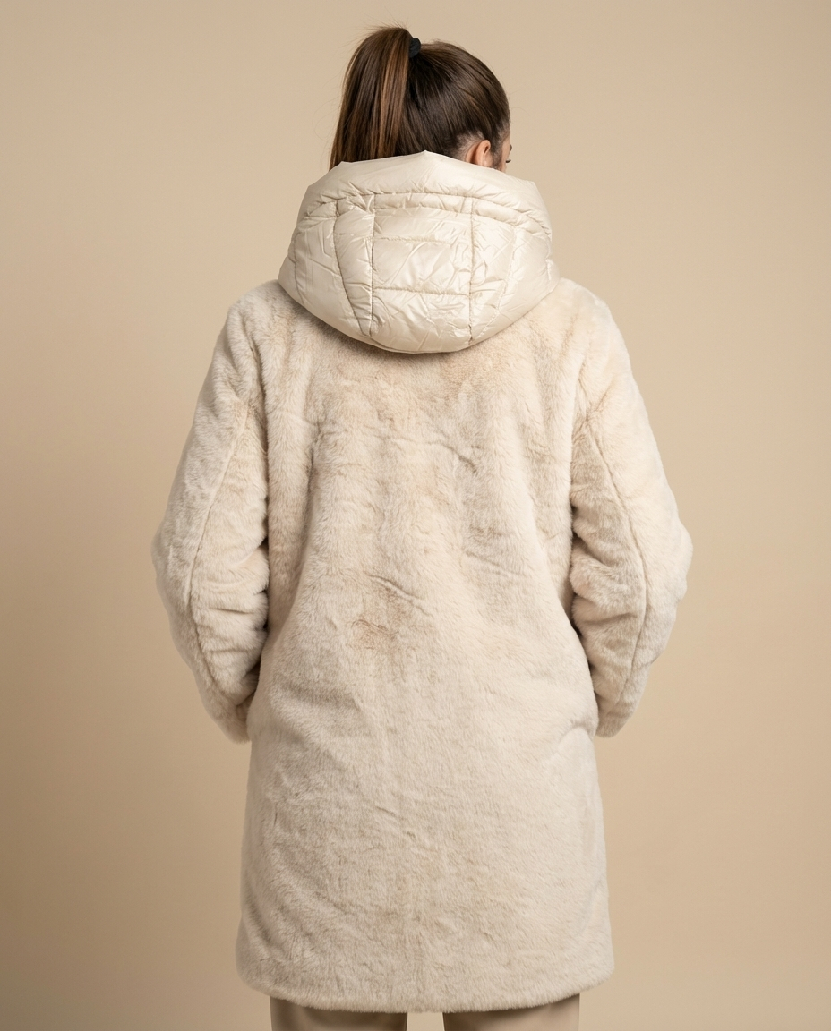 Abrigo de Pelo Suave con Capucha