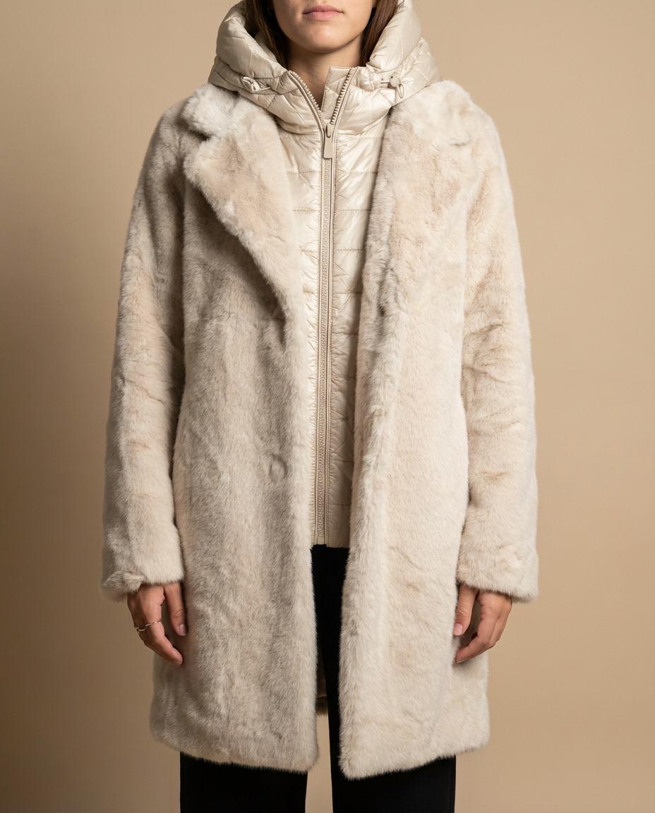 Abrigo de Pelo Suave con Capucha