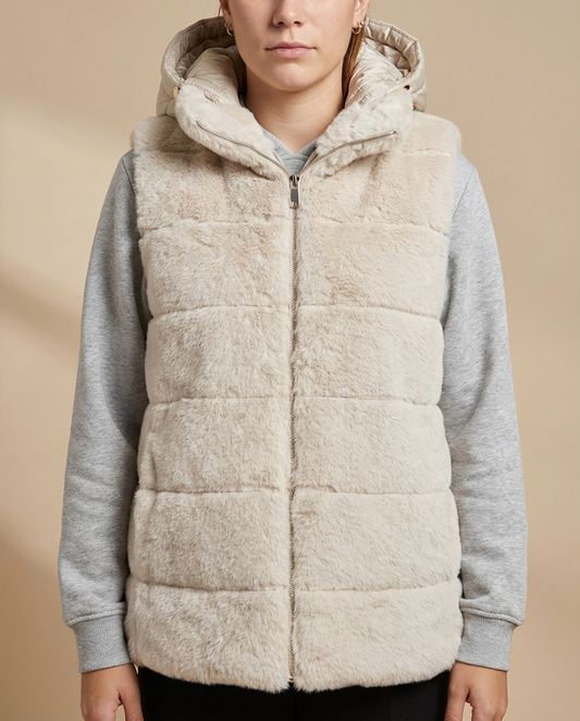 Chaleco de Pelo Suave con Capucha