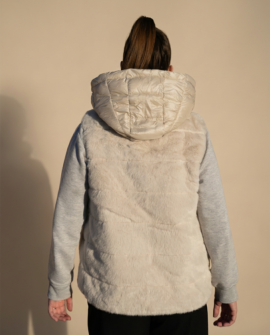 Chaleco de Pelo Suave con Capucha