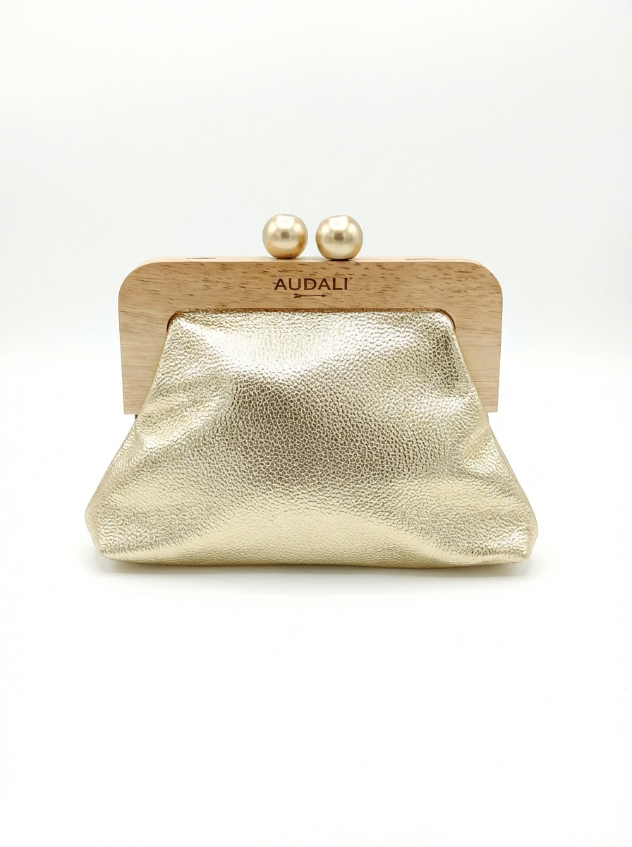 Bolso Metalizado Cierre Madera - Audali