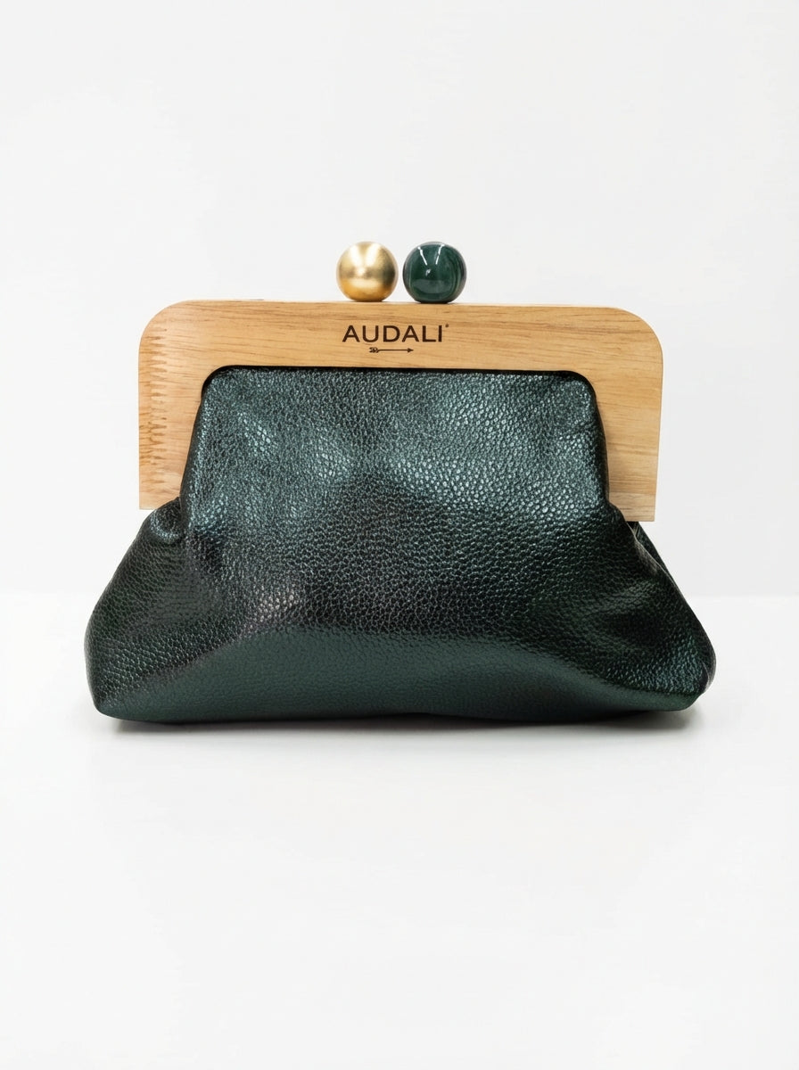 Bolso Metalizado Cierre Madera - Audali