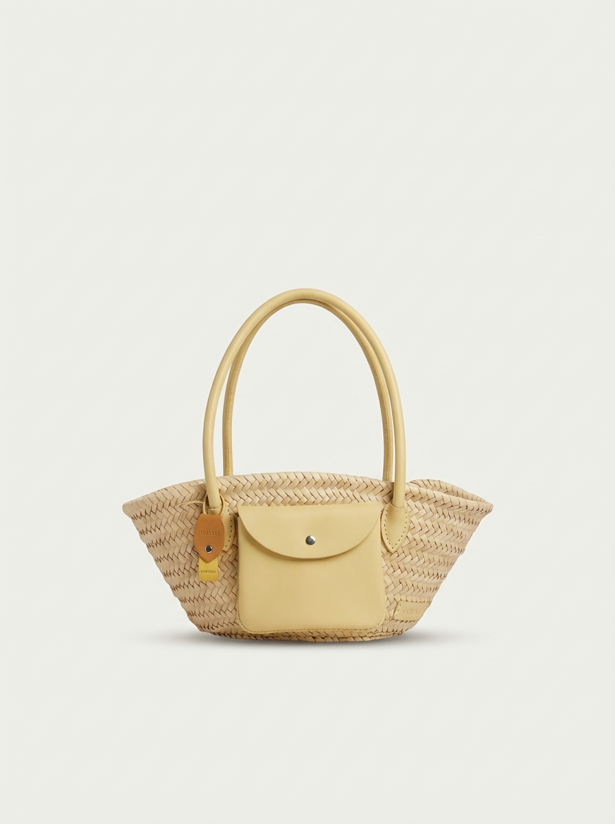 Cesta mini de fibras naturales con asas en piel - Audali